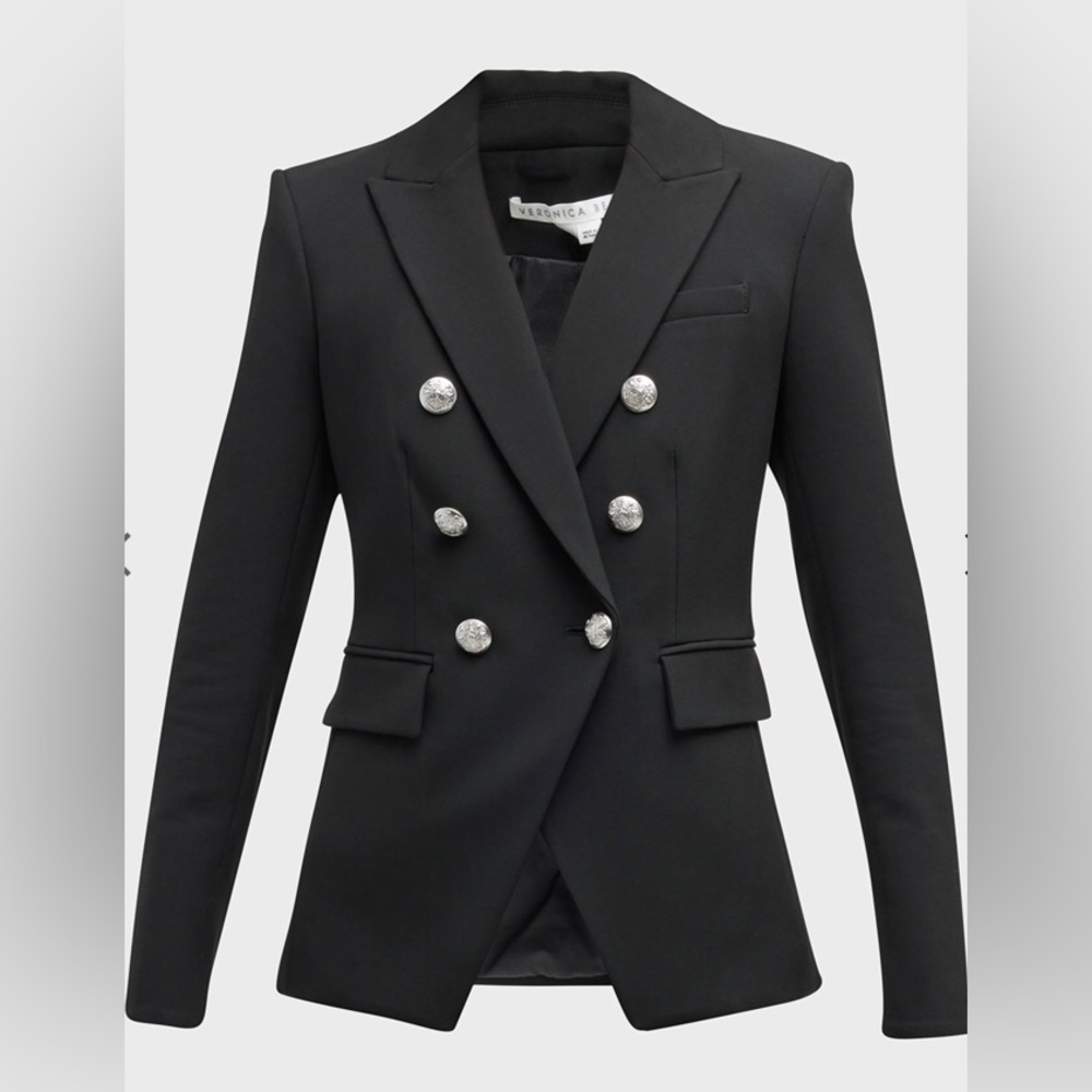 Veronica Beard Miller Dickey Jacket - Black with Silver Buttons